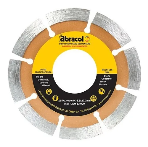 Disco Abracol diamantado segmentado 7 pulgadas para corte de concreto y mampostería