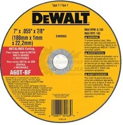 Disco DeWalt metal corte fino 7 x 1/16 para corte preciso de acero y metales