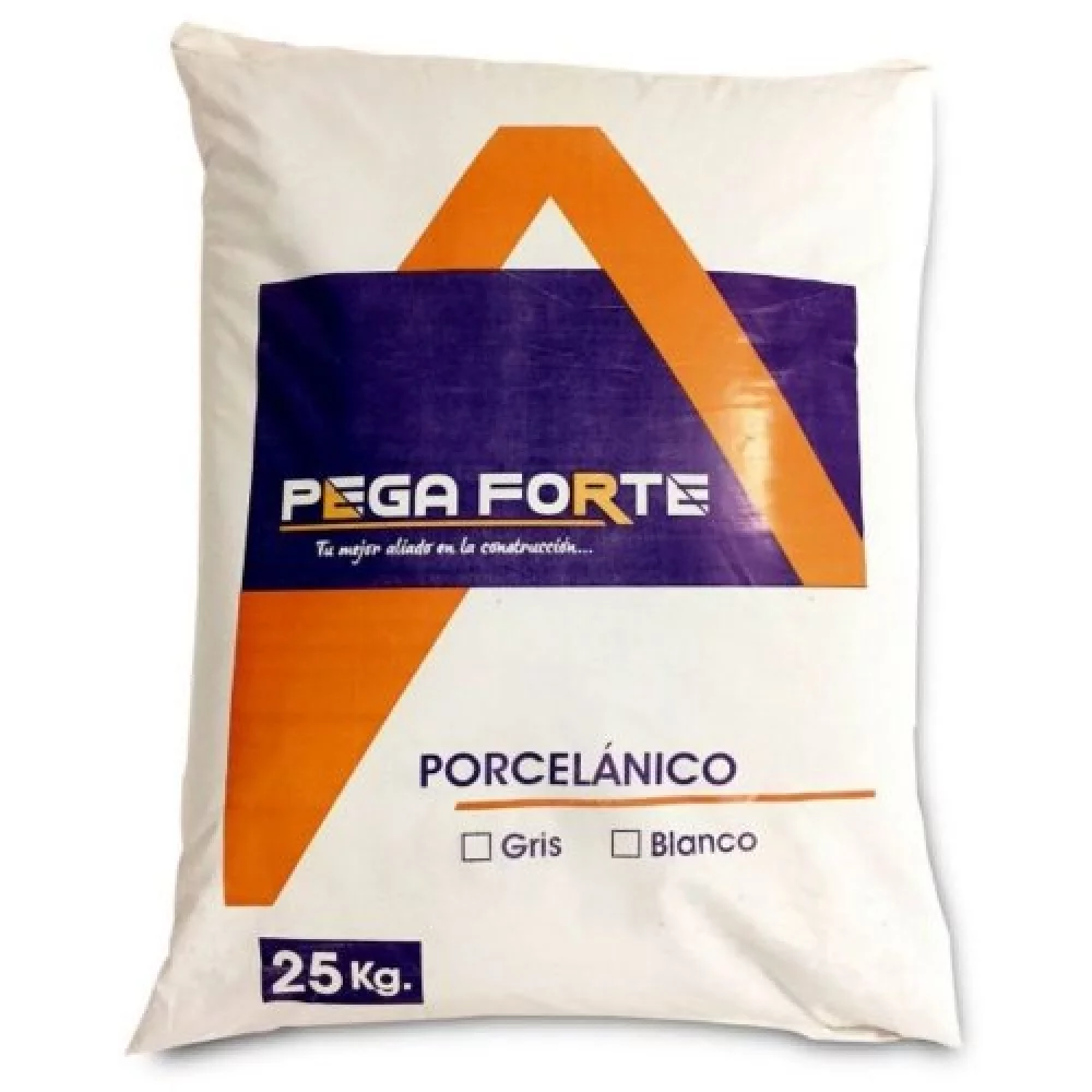 Pega forte porcelánico gris x 25 kg para instalación de porcelanato