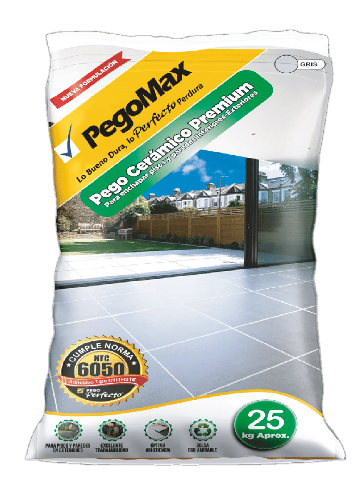 pegante premium para cerámica pego max 25 kg exterior e interior