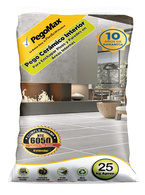 pegante para cerámica pego max c1 25 kg interior pisos y paredes
