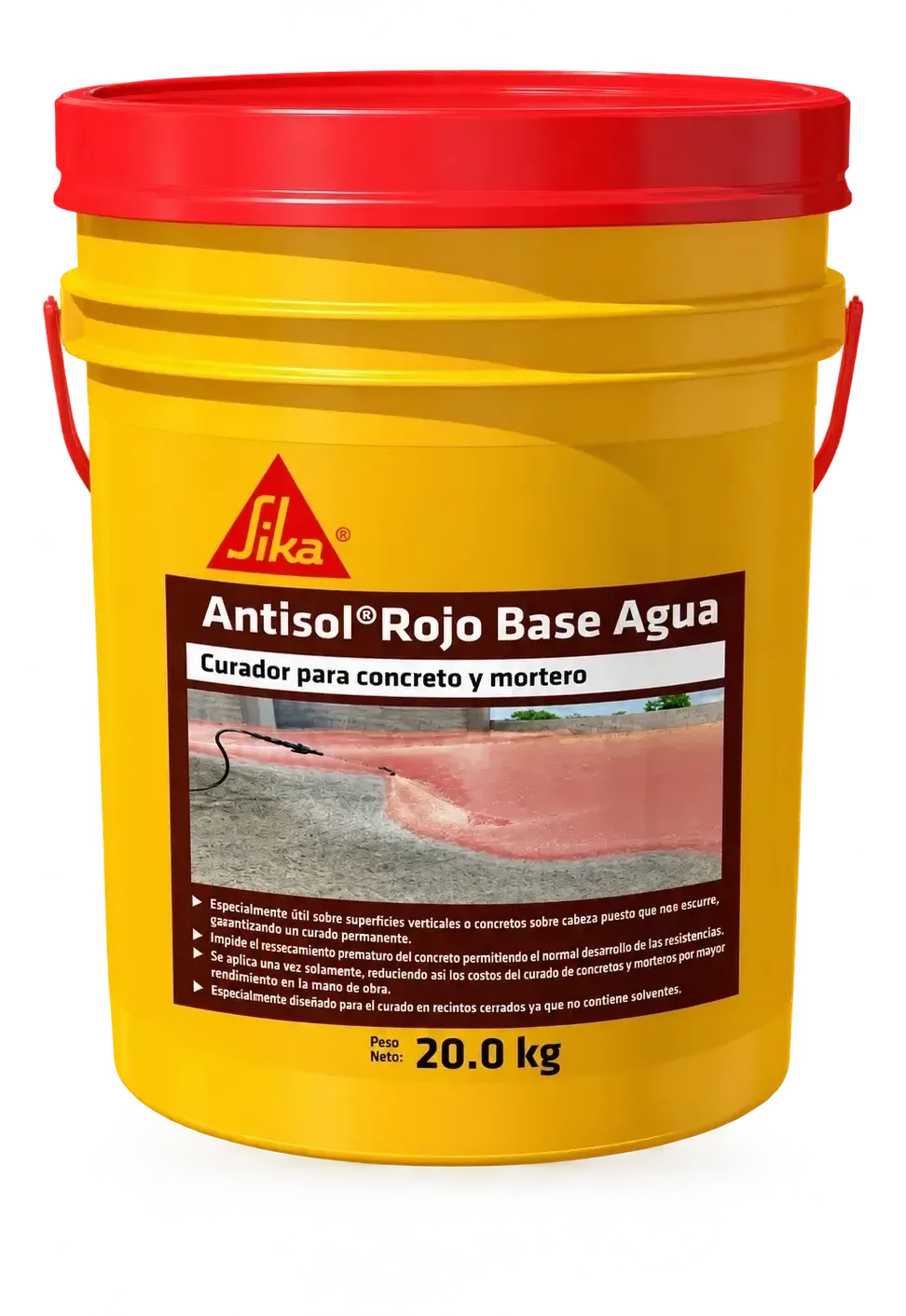 Antisol Rojo Base Agua Sika curador para concreto 20KG